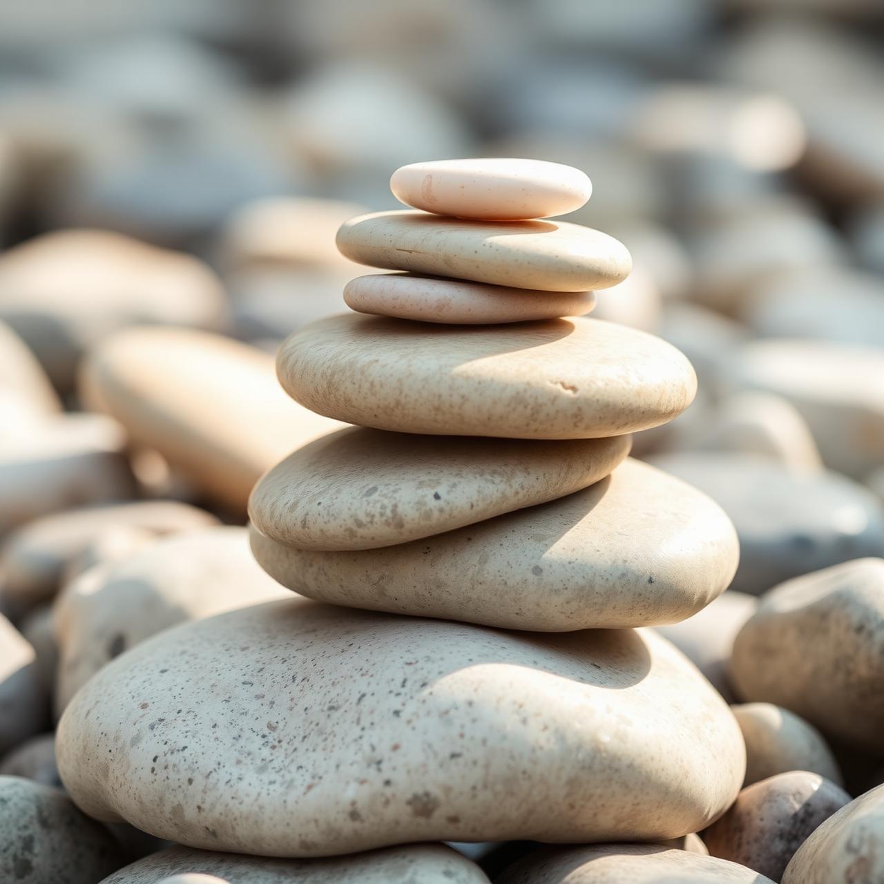 Stacked smooth river stones